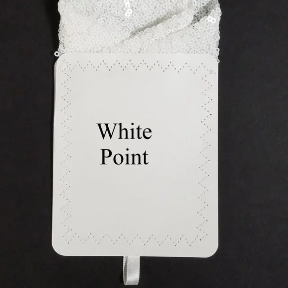 Men's Sequin Pre-Folded Pointed Pocket Square Insert - White - Picture 4 of 8